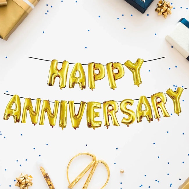 Happy anniversary balloon fall